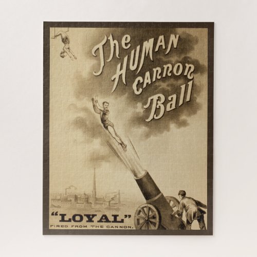 The Human Cannon Ball Vintage Circus Poster Jigsaw Puzzle
