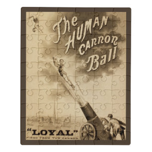 The Human Cannon Ball, Vintage Circus Poster Jigsaw Puzzle