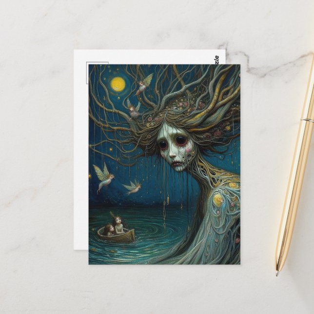 The Human Tree Sheltering Birds in the Moonlight Postcard (Front/Back In Situ)