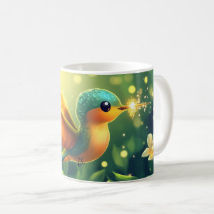 The hummingbird is a small bird known for its abil coffee mug