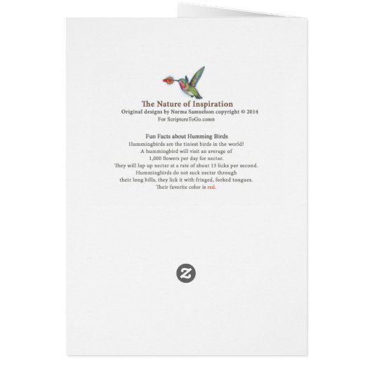 The Hummingbird - Psalms 34:8 NET (Back)