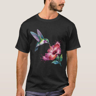 The Hummingbird Sipping Nectar From The Flower Bir T-Shirt