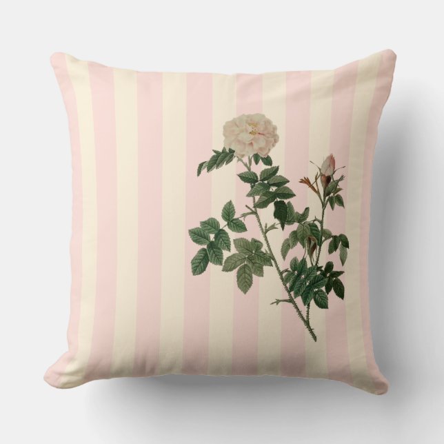 The Hummingbird's Rose Garden Throw Pillow (Front)