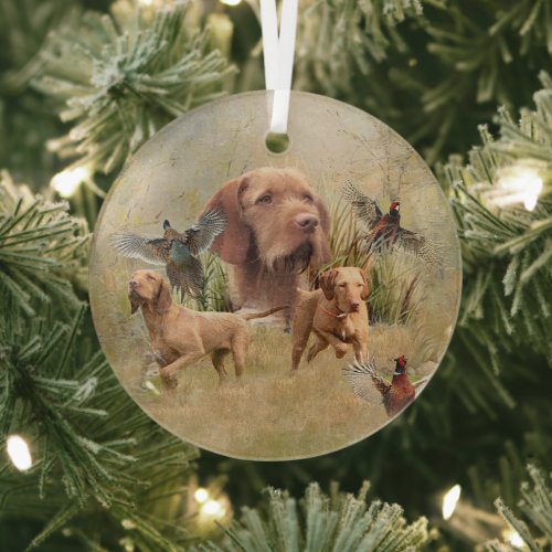 The Hungarian Wirehaired Vizsla Glass Ornament