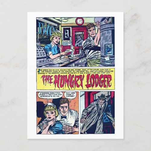 The Hungry Lodger Vintage 1950s Horror Comics Postcard