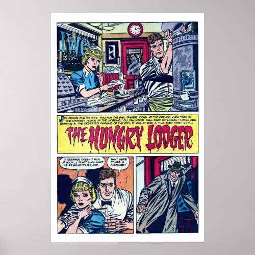 The Hungry Lodger Vintage 1950s Horror Comics Poster
