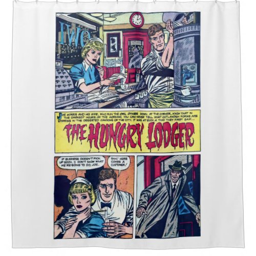 The Hungry Lodger Vintage 1950s Horror Comics Shower Curtain