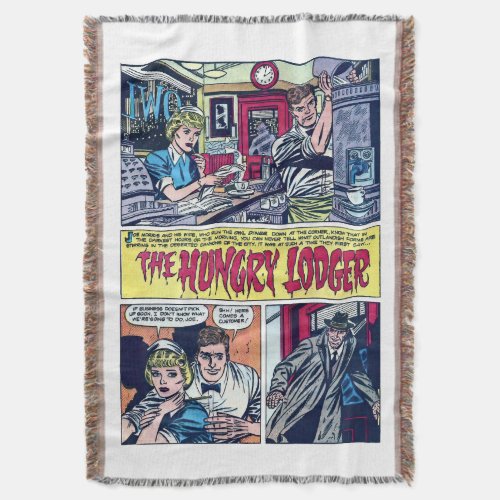 The Hungry Lodger Vintage 1950s Horror Comics Throw Blanket