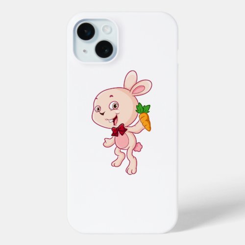 the hungry rabbit is holding the fresh carrot iPhone 15 plus case
