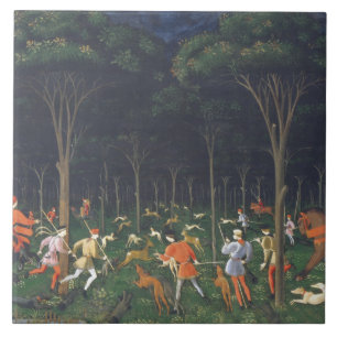 The Hunt in the Forest (by Paolo Uccello) Ceramic Tile