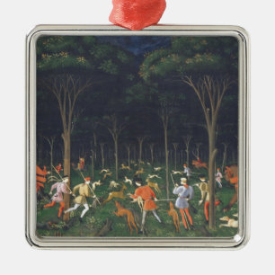 The Hunt in the Forest (by Paolo Uccello) Metal Ornament