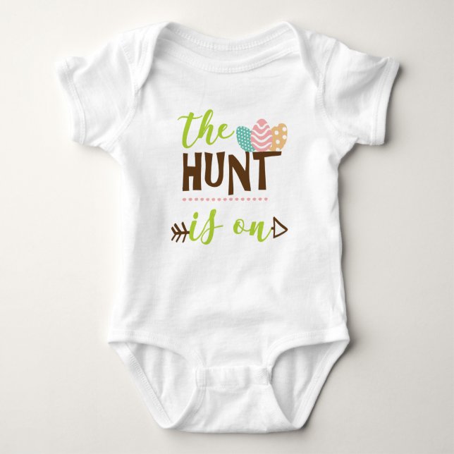 The Hunt is On Cute Easter Baby Bodysuit (Front)