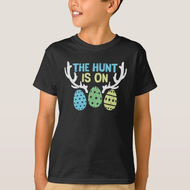 The Hunt Is On Cute Easter Day T-Shirt (Front)