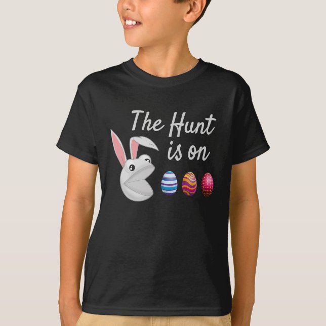 The hunt is on Easter Bunny Egg Hunt T-Shirt (Front)