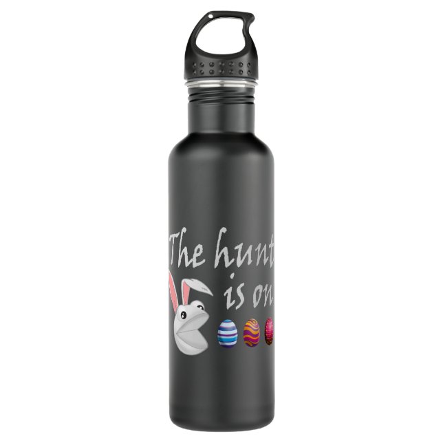 The hunt is on Easter Rabbit Egg Hunt Stainless Steel Water Bottle (Front)