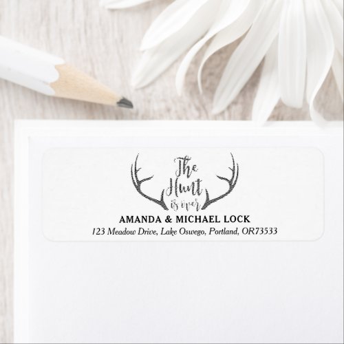 The Hunt is Over Antler Wedding Personalized Label