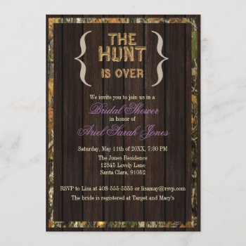 The Hunt Is Over Camo Bridal Shower Invitation by CleanGreenDesigns at Zazzle