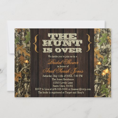 The Hunt Is Over Camo Bridal Shower Invitation