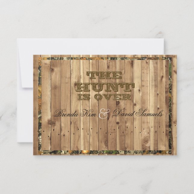 The Hunt Is Over Camo Wedding Invitation (Front)