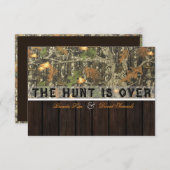 The Hunt Is Over Camo Wood Wedding Invitation (Front/Back)