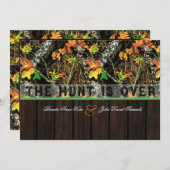 The Hunt Is Over Camo Wood Wedding Invitations (Front/Back)