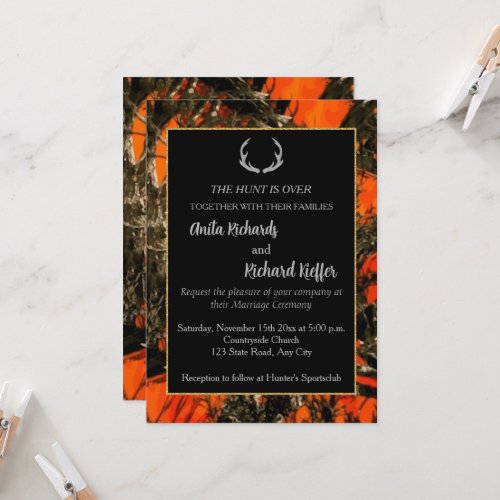 The Hunt is Over Camouflage Wedding Invitation 
