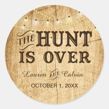 The Hunt Is Over Country Wedding Favor Sticker by LangDesignShop at Zazzle