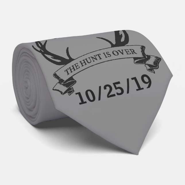 "The Hunt is Over" Custom Color Rustic Wedding Tie (Rolled)