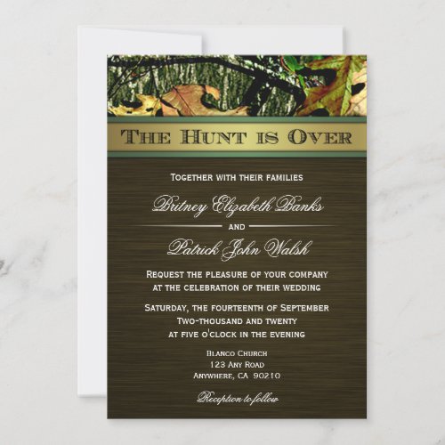 The Hunt is Over Hunting Camo Wedding Invitations