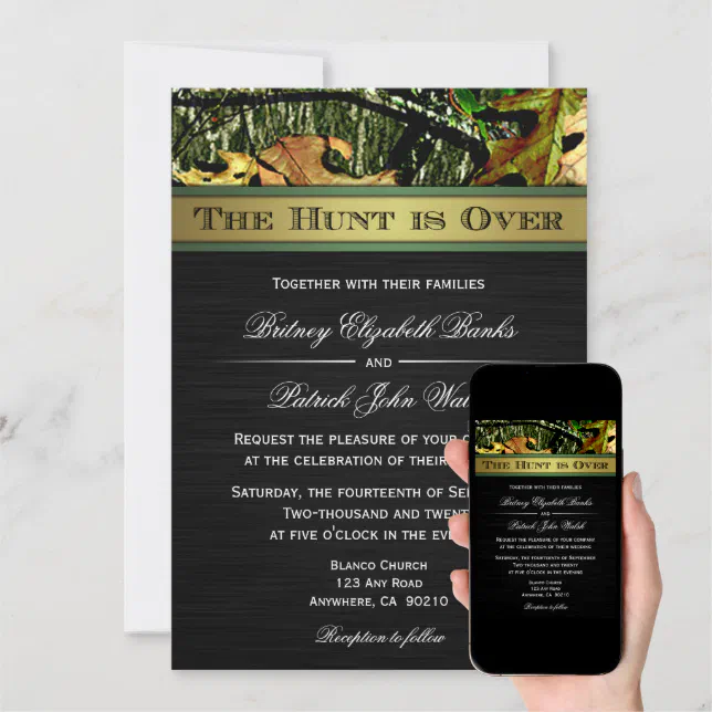 The Hunt is Over Hunting Camo Wedding Invitations Zazzle