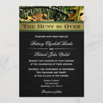 The Hunt Is Over Hunting Camo Wedding Invitations by natureprints at Zazzle