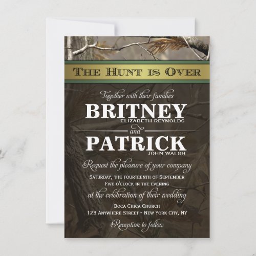 The Hunt is Over Hunting Camo Wedding Invitations