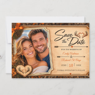 The Hunt Is Over Orange Camouflage Save the Date Invitation