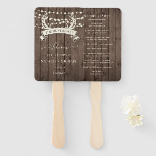 "The Hunt is Over" Rustic Barn Evening Wedding Hand Fan