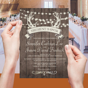 "the Hunt Is Over" Rustic Barn Evening Wedding Invitation by riverme at Zazzle