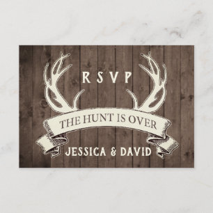 The Hunt is Over Rustic Barnwood Wedding RSVP