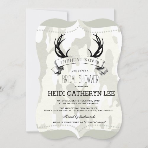 The Hunt is Over Rustic Camo Bridal Shower Invitation