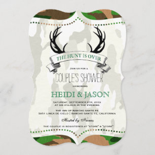 "The Hunt is Over" Rustic Camo Couple's Shower Invitation