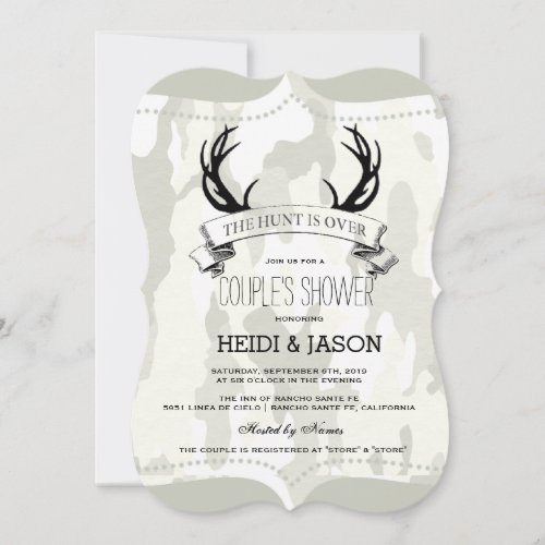 The Hunt is Over Rustic Camo Couples Shower Invitation