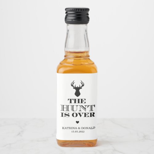 The Hunt is Over Rustic Country Wedding Liquor Bottle Label