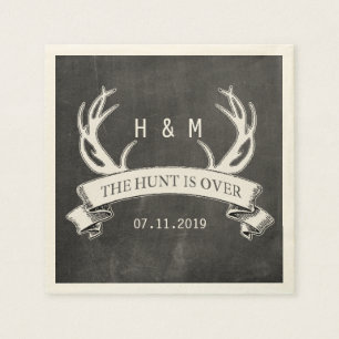 "The Hunt is Over" Rustic Custom Wedding Gift Napkins