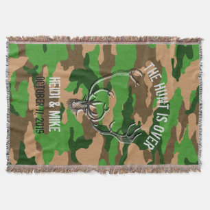 "The Hunt is Over" Rustic Custom Wedding Gift Throw Blanket