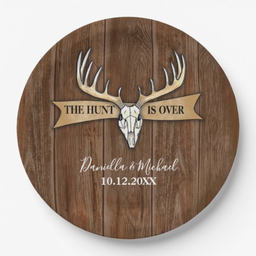 The Hunt Is Over Rustic Wedding Paper Plates
