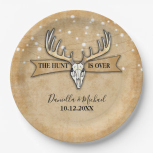 The Hunt Is Over Rustic Wedding Paper Plates