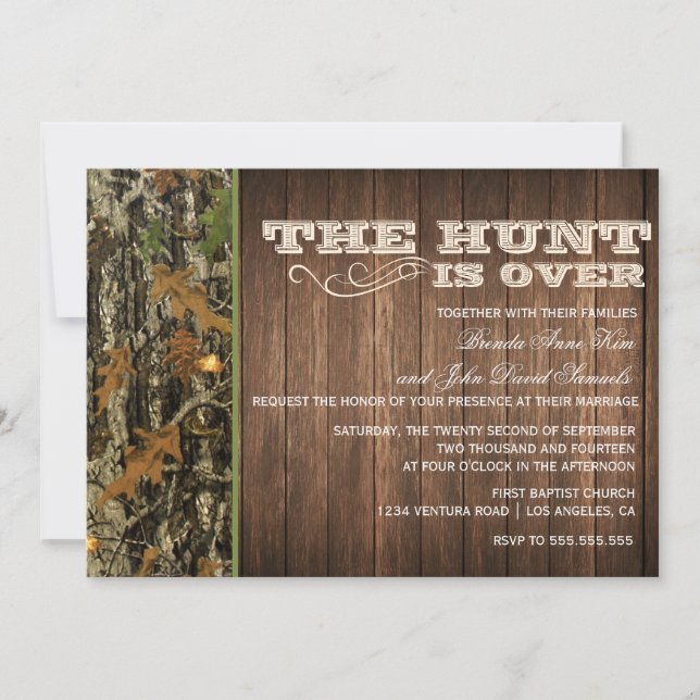 The Hunt Is Over Wedding Invitation (Front)