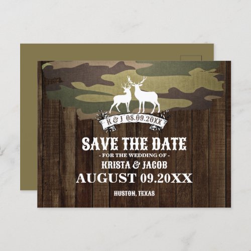 The Hunt Is Over Western Wedding Save The Date Postcard