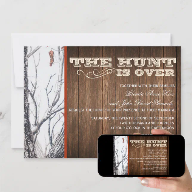 The Hunt Is Over Winter Camo Wedding Invitation Zazzle
