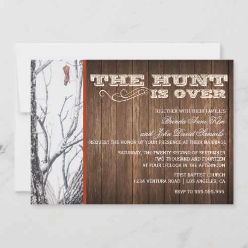 The Hunt Is Over Winter Camo Wedding Invitation
