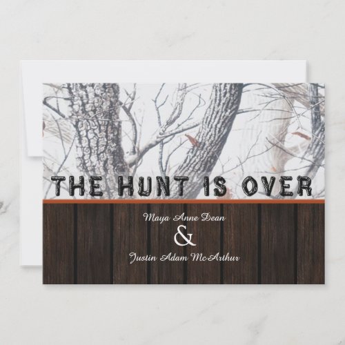 The Hunt Is Over Winter Camo Wedding Invitation