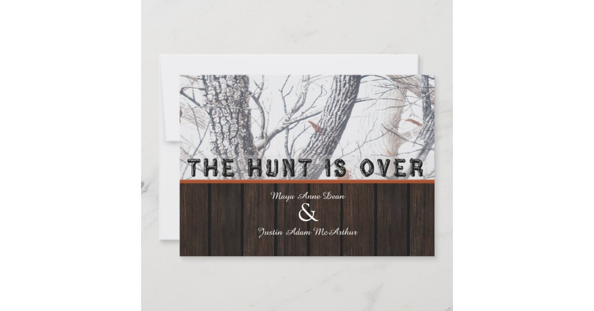 The Hunt Is Over Winter Camo Wedding Invitation Zazzle